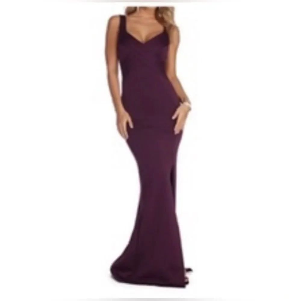 Windsor Purple Mermaid Evening Gown Size Small Formal Prom Dress Crisscross Bodi